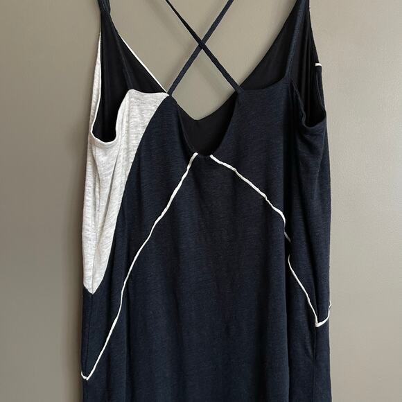 NWT Splendid x Margherita Positano Slip Dress Navy Blue Grey Colorblock Medium - Picture 11 of 16